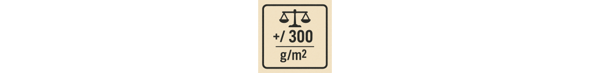 +/- 300 g/m²
