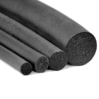 Moosgummirundschnur EPDM schwarz, ringsum mit Haut