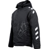 JOB-TEX-Jacke BREMEN schwarz – wasserdichte Dachdecker-Jacke mit abnehmbarer Kapuze und Reflexeffekten