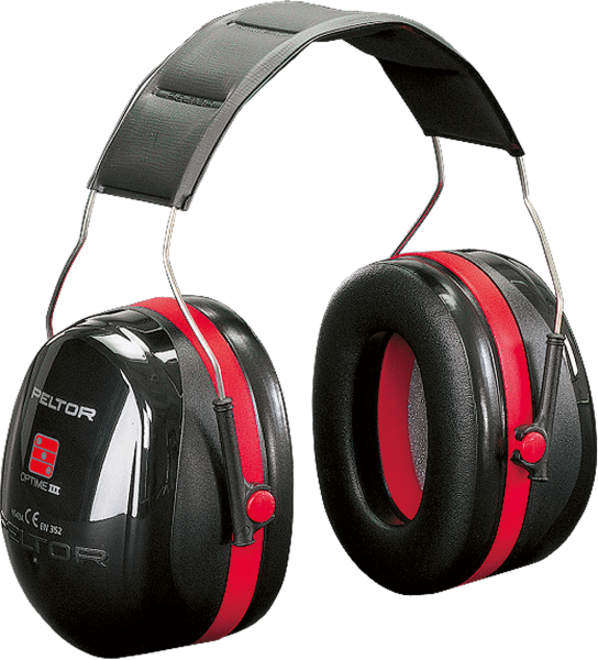 3M Peltor OPTIME™ III Kapselgehörschutz H540A – SNR 35 dB – Twin-Cup Technologie – Für extreme Lärmbereiche – Schwarz/Rot
