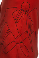 JOB DD-RIPP-T-Shirt PEER | V-Ausschnitt | gesticktes Dachdecker-Zunftlogo | Rippstoff | rot | 52992