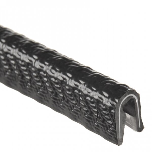 PVC-Kantenschutzprofil, schwarz, 6,5 x 9,5 mm, Klemmbereich 1,0 - 2,0 mm