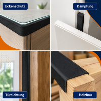EPDM Zellgummi Dichtungsband | selbstklebend | schwarz | 10-m-Rolle | rechteckig | DIN 3302-1 E3 | geschlossenzellig | dehnbar