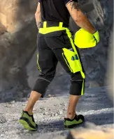 ARDON®NEON 3/4 Piratenhose | CORDURA® Knieschutz | Belüftungs-RV | Werkzeugtaschen | Reflexpaspel | Schwarz/Neongelb | Gr. 46–66