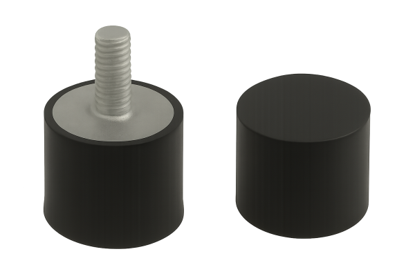 Gummi-Metall-Puffer Typ D – Anschlag- und Schwingungsdämpfer mit einseitigem Außengewinde 70 x 20 mm / M10 x 28 mm