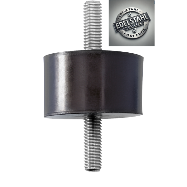Gummi-Edelstahl-Puffer Typ A beidseitig Außengewinde 30 x 20 mm / M8 x 18 mm NR55 V2A